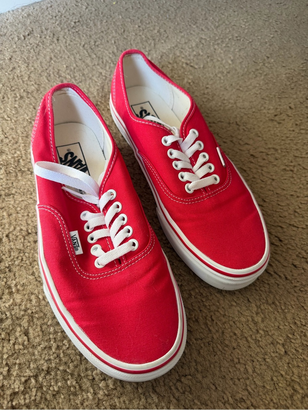 Vans Red Canvas Low-Top Sneakers with White Trim